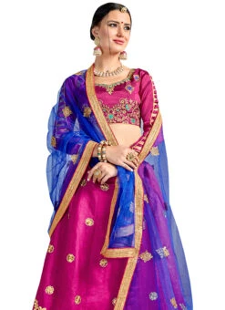 Magenta Embroidered A Line Lehenga Wedding Wear -ZariGrace Shop magenta pink embroidered a line lehenga ghsssitpngt229105 b