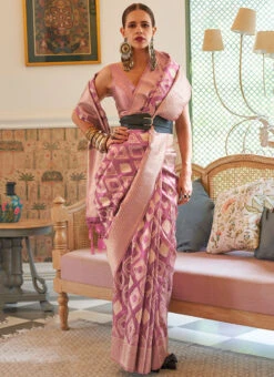 Kalki Koechlin Magenta Silk Jacquard Work Saree Festive Wear 8 Kalki Koechlin Magenta Silk Jacquard Work Saree Festive Wear -ZariGrace Shop magenta silk jacquard work saree sasli312002 u