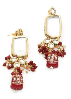 Maroon Alloy Kundan Danglers Party Wear -ZariGrace Shop maroon alloy kundan danglers ermni224 b