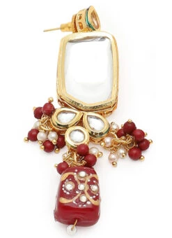 Maroon Alloy Kundan Danglers Party Wear