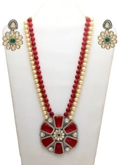 Maroon Alloy Stone Pendant Set Party Wear -ZariGrace Shop maroon alloy stone pendant set jynsjde1545 b