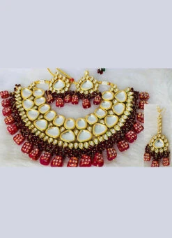 Maroon Designer Necklace Set Party Wear -ZariGrace Shop maroon designer necklace set jynmnikm1106 b
