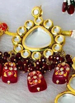 Maroon Designer Necklace Set Party Wear