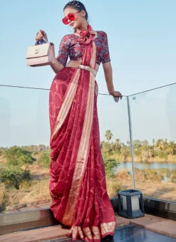 Maroon Faux Georgette Printed Sari After Six Wear 8 Maroon Faux Georgette Printed Sari After Six Wear -ZariGrace Shop maroon faux georgette printed sari samams111 u