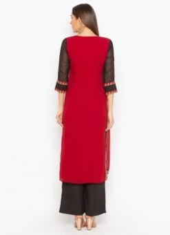 Maroon Georgette Embroidered Kurta Palazzo Set After Six Wear -ZariGrace Shop maroon georgette embroidered kurta palazzo set krsmnc1930ks b