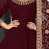 Maroon Georgette Embroidered N Stones Anarkali Suit Party Wear