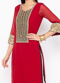 Maroon Georgette Kurta Palazzo Set Party Wear