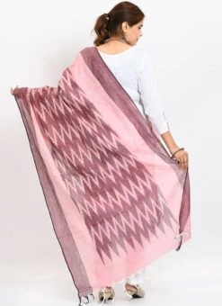 Maroon Handloom Cotton Ikkat Printed Dupatta Work Wear -ZariGrace Shop maroon handloom cotton ikkat printed dupatta dpdmimfd136 b