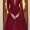 Maroon Jacquard Silk Foil Print Umbrella Lehenga Party Wear -ZariGrace Shop maroon jacquard silk foil print umbrella lehenga ghsak271322002 l