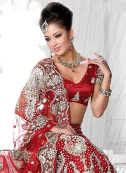 Maroon Net Hand Work A Line Lehenga Wedding Wear -ZariGrace Shop maroon net hand work a line lehenga ghdhmak600026 b