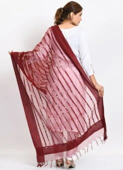 Maroon Organza Cotton Mirror Embroidery Dupatta Work Wear -ZariGrace Shop maroon organza cotton mirror embroidery dupatta dpdmimfd131 b