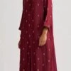Maroon Pure Chanderi Silk Embroidered Kurta Semi Palazzo Set Party Wear -ZariGrace Shop maroon pure chanderi silk embroidered kurta semi palazzo set krsdvcsvks46 l