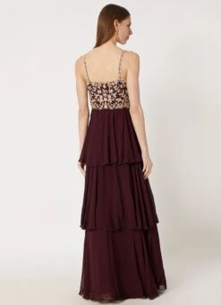 Maroon Pure Georgette Sequins Embroidery Anarkali Suit Party Wear -ZariGrace Shop maroon pure georgette sequins embroidery anarkali suit sldvcsvak183 b