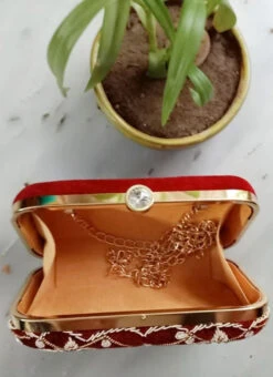 Maroon Velvet Designer Clutch