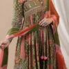 Mehendi Green Muslin Digital Print Anarkali Suit After Six Wear