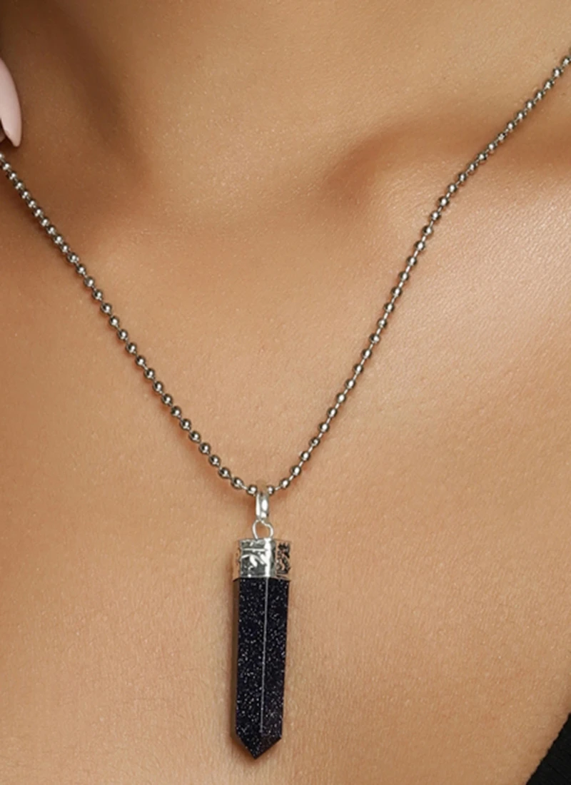 Navy Blue Alloy Necklace Party Wear 3 Navy Blue Alloy Necklace Party Wear