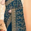 Morpeach Blue Georgette Zari Embroidery Work Saree Party Wear -ZariGrace Shop morpeach blue georgette zari embroidery work saree sasunfl1516 l