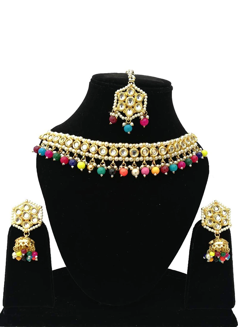 Multi Colour Necklace Set Party Wear 5 Multi Colour Necklace Set Party Wear - Image 3