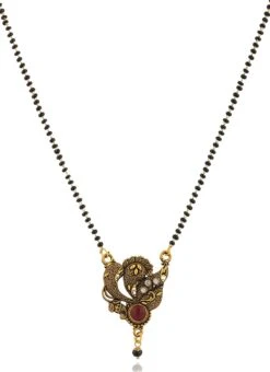 Multicolor Antique Gold Plated Ganesh Shape Mangalsutra Wedding Wear