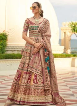 Multicolor Art Silk Banarasi Mirror Work Umbrella Lehenga Wedding Wear 8 Multicolor Art Silk Banarasi Mirror Work Umbrella Lehenga Wedding Wear -ZariGrace Shop multicolor art silk banarasi mirror work umbrella lehenga ghsli210109 u