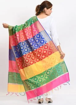 Multicolor Banarasi Silk Weaving Dupatta Work Wear -ZariGrace Shop multicolor banarasi silk weaving dupatta dpdmimfd100 b