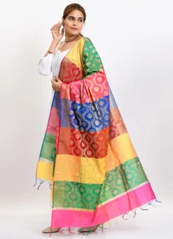 Multicolor Banarasi Silk Weaving Dupatta Work Wear -ZariGrace Shop multicolor banarasi silk weaving dupatta dpdmimfd100 u