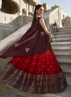 Multicolor Chinon Silk Embellished Mirror Work Lehenga Choli Party Wear 9 Multicolor Chinon Silk Embellished Mirror Work Lehenga Choli Party Wear -ZariGrace Shop multicolor chinon silk embellished mirror work lehenga choli ghsom302305 b