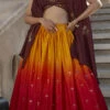 Multicolor Chinon Silk Embellished Mirror Work Lehenga Choli Party Wear -ZariGrace Shop multicolor chinon silk embellished mirror work lehenga choli ghsom302305 l