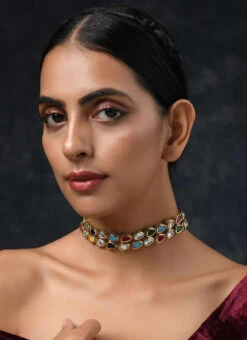 Multicolor Designer Choker Set Party Wear -ZariGrace Shop multicolor designer choker set jydmf1894 b