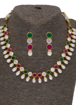 Multicolor Designer Necklace Set Party Wear -ZariGrace Shop multicolor designer necklace set jyhjpau21202 u