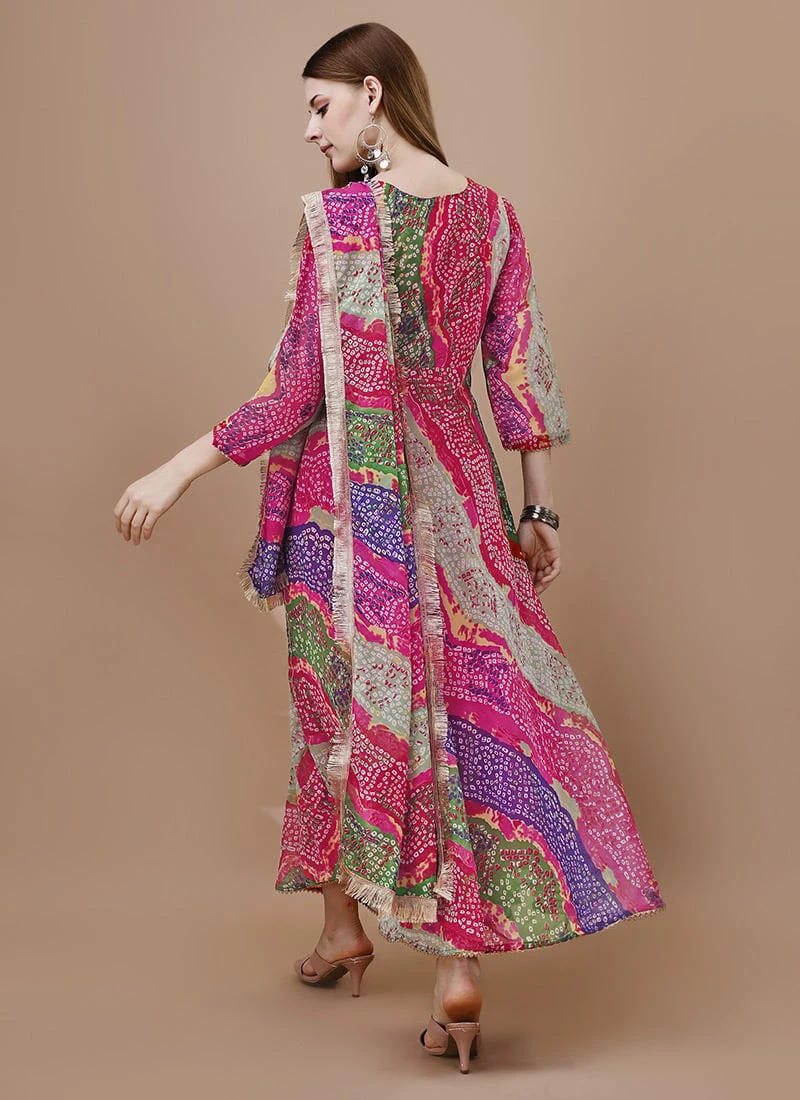 Multicolor Faux Georgette Digital Print Fit And Flare Dress After Six Wear 6 Multicolor Faux Georgette Digital Print Fit And Flare Dress After Six Wear - Image 4