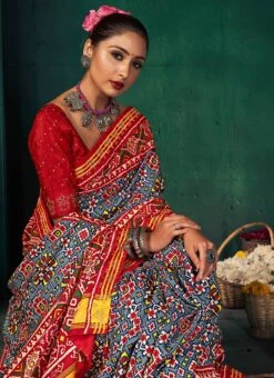 Multicolor Printed Cotton Art Silk Saree Festive Wear -ZariGrace Shop multicolor printed cotton art silk saree sasprt8298 b