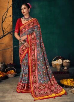 Multicolor Printed Cotton Art Silk Saree Festive Wear -ZariGrace Shop multicolor printed cotton art silk saree sasprt8298 u