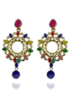 Multicolored Alloy Danglers Earrings Festive Wear -ZariGrace Shop multicolored alloy danglers earrings ermvd10826 b