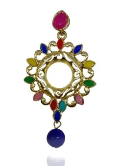 Multicolored Alloy Danglers Earrings Festive Wear