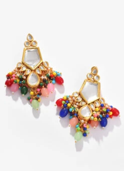 Multicolored Alloy Kundan Danglers Party Wear -ZariGrace Shop multicolored alloy kundan danglers ermni223 b