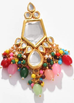 Multicolored Alloy Kundan Danglers Party Wear