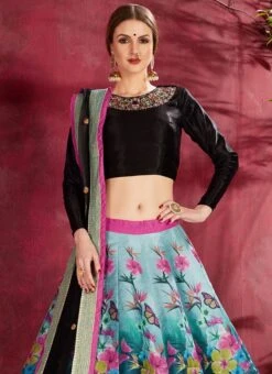 Multicolored Art Silk A Line Lehenga Party Wear -ZariGrace Shop multicolored art silk a line lehenga ghmkns7505 b