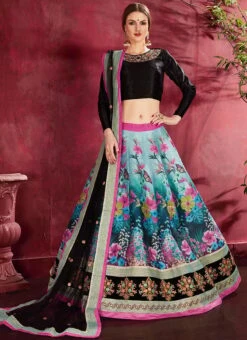Multicolored Art Silk A Line Lehenga Party Wear -ZariGrace Shop multicolored art silk a line lehenga ghmkns7505 u