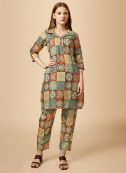 Multicolored Cotton Digital Print Kurta Straight Pant Set After Six Wear -ZariGrace Shop multicolored cotton digital print kurta straight pant set krska2144803 u