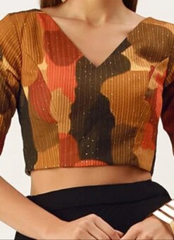 Multicolored Embroidered Georgette Blouse Festive Wear