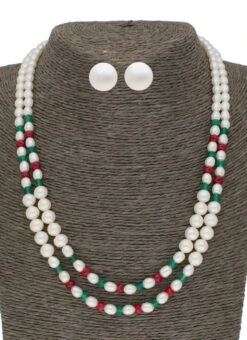 Multicolored Two Layered Necklace Set Party Wear -ZariGrace Shop multicolored two layered necklace set jyhjpjul2094 b
