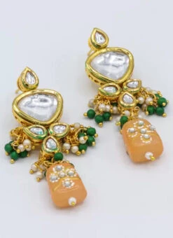 Mustard Alloy Kundan Danglers Party Wear -ZariGrace Shop mustard alloy kundan danglers ermni210 b