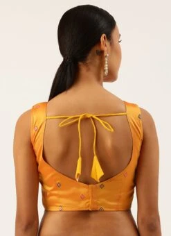 Mustard Cotton Silk Brocade Blouse Party Wear -ZariGrace Shop mustard cotton silk brocade blouse blspfb194mu b