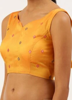 Mustard Cotton Silk Brocade Blouse Party Wear