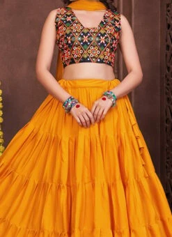 Mustard Faux Georgette Kutch Work Chaniya Choli Festive Wear