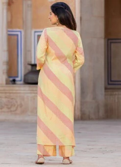 Mustard Muslin Printed Kurta Straight Pant Set After Six Wear -ZariGrace Shop mustard muslin printed kurta straight pant set krspranju66 b
