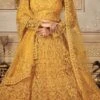 Mustard Net Embroidered N Stones Umbrella Lehenga Party Wear -ZariGrace Shop mustard net embroidered n stones umbrella lehenga ghsli21051005 l