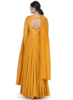 Mustard Pure Silk Zari N Sequins Work Anarkali Suit Party Wear -ZariGrace Shop mustard pure silk zari n sequins work anarkali suit sldvcsvak198 b