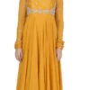 Mustard Pure Silk Zari N Sequins Work Anarkali Suit Party Wear